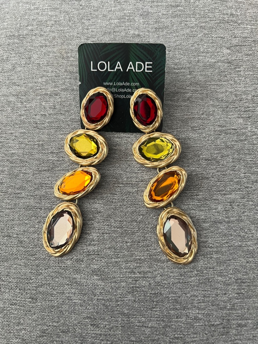 Gold-tone Lola Ade Multicolor Gem Drop Earrings